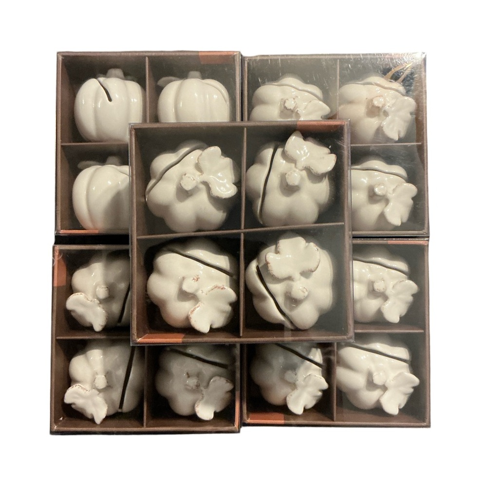 Artimino Vintage White Ceramic Pumpkin Decor Set NEW